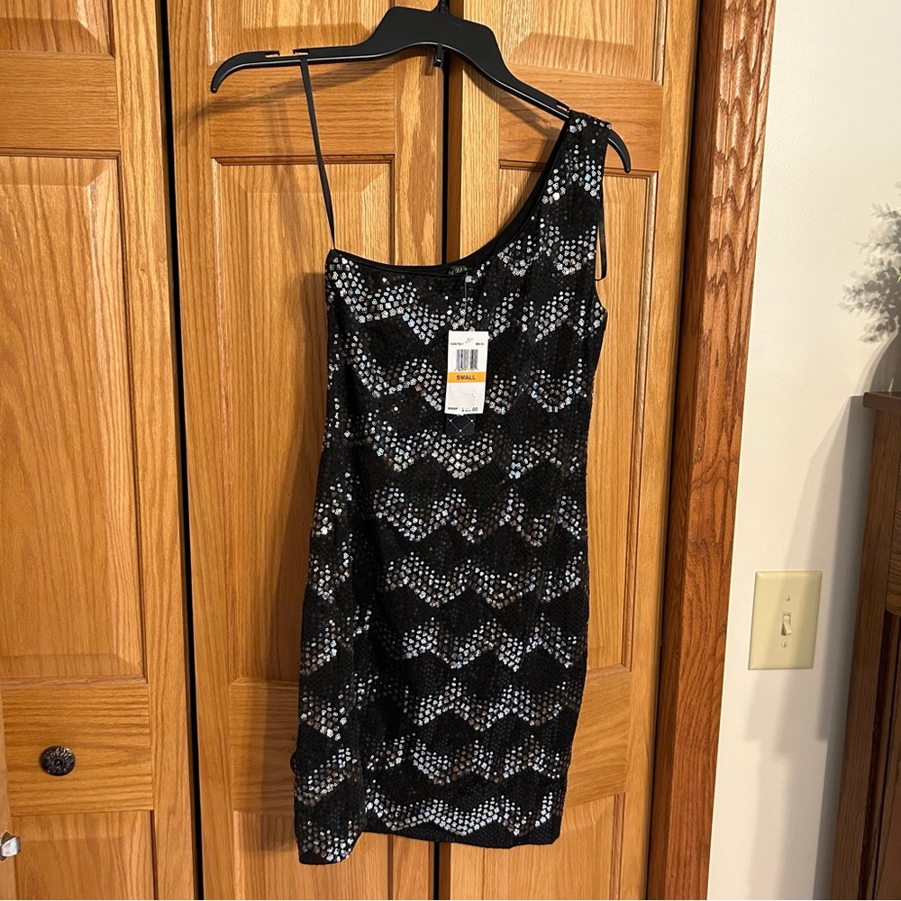 NWT One-Shoulder Sequin Dress